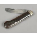 A folding pruning knife by William Rodgers Sheffield. With horn scales.