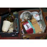 Two boxes of miscellaneous including teawares, Denby and Sadler.