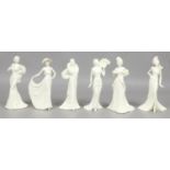 Six Coalport bone china figures from the "In Vogue" collection.