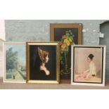 Four framed prints including two Barbara Tate examples.