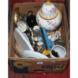 A box of miscellaneous ceramics and glass to include Radford decorative vase,