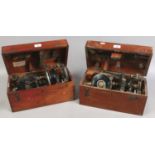 Two vintage mahogany cased Theodolites by T.