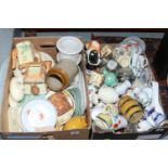 Two boxes of miscellaneous to include dinnerwares, cottageware, commemorative ware etc.