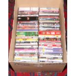 A box of DVDs including T.V series boxsets, action and comedy movies etc.