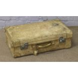 A 1930s pig skin / vellum suitcase, makers label for Watajoy.