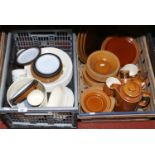 Two boxes of Hornsea pottery tea, coffee and dinnerwares decorated in various patterns including