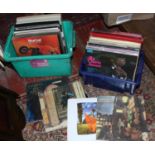 Two boxes of L.P records to include Bob Dylan, Pink Floyd, David Bowie, Meat Loaf etc.