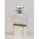 An Edwardian silver mounted glass hip flask, assayed Birmingham 1902.