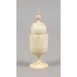 A 19th century Anglo Indian carved and turned bone scent bottle.