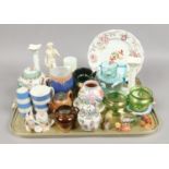 A tray of collectables to include Shelley, Wedgwood, T. G. Green, Royal Doulton Coalport candlestick