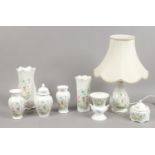 A collection of Aynsley wild Tudor bone china to include tablelamp.