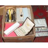 A box of assorted cutlery to include knives, forks, fruit spoons, dessert knife etc.