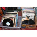 Two boxes of L.P records and 7inch singles including Michael Jackson, Neil Diamond, compilations