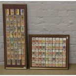 Two framed cigarette card displays one for John Player & Sons, the other Gallaher, both of a