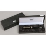 A boxed Mont Blanc Meisterstuck fountain pen with 1810 14ct gold nib and service guide.