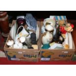 Two boxes of miscellaneous including Denby, Wedgwood, Susie Cooper teawares etc.