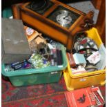 Two boxes of miscellaneous including portable radio, Stones best bitter advertising jug,