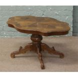 An inlaid Italian style centre pedestal coffee table.