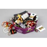 A box of costume jewellery to include earrings, bracelets, necklaces, beads and bangles etc.