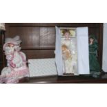 Three bisque collectors dolls including an Alberon boxed example.