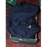 A box of British railway uniforms mostly jackets.