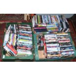 Three boxes of DVD's including action, Sci-Fi, comedy and animation.