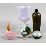 A group of collectable glass to include Vasart, Murano, novelty drinking glass etc.