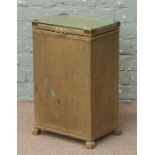 A gold painted basketware linen box.