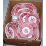 A box of Spode Copeland dinnerwares in pinic camilla style to include dinner plates, side plates,