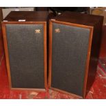 A pair of Wharfdale super Linton speakers.