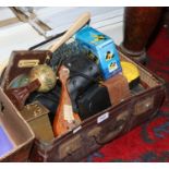 A box of collectables to include cased binoculars, boxed pocket watches, cameras and wristwatches