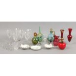 A quantity of collectable glass and ceramics including Mdina, crystal drinking vessels, Coalport,