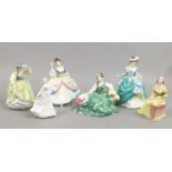 Six Royal Doulton figures of ladies.