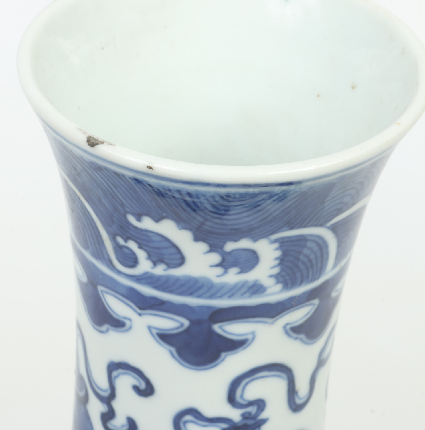 A 19th Chinese blue and white bottle shaped vase. Painted in underglaze blue with precious objects - Image 5 of 6