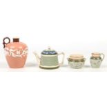 A James Macintyre bachelor's teapot and cover, Esso Faience sugar bowl and cream jug and a