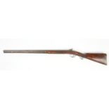 An early 19th century percussion cap sporting rifle. With carved walnut half stock, ram rod and
