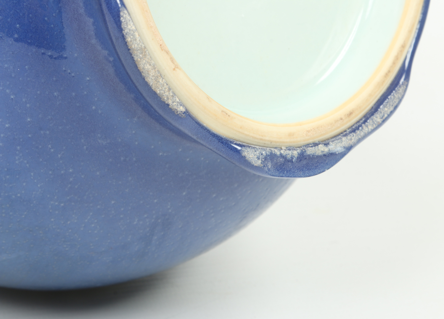 A Chinese 19th century pear formed bottle vase. Decorated in a thick blue glaze. Six character - Image 3 of 6