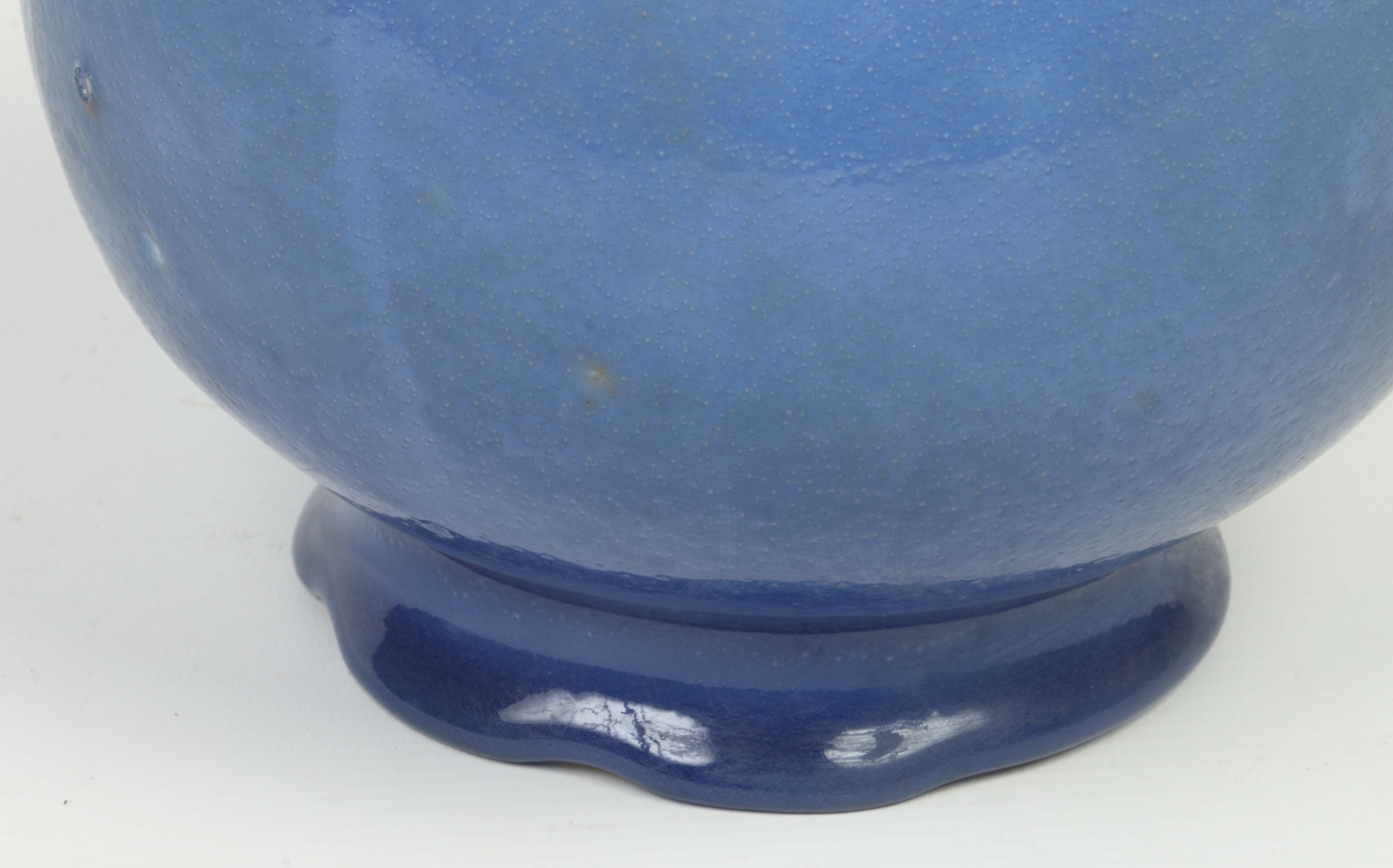 A Chinese 19th century pear formed bottle vase. Decorated in a thick blue glaze. Six character - Image 5 of 6