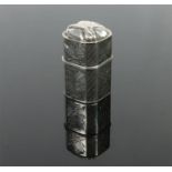 An antique Continental silver toothpick case of canted form and with domed cover. Engraved with