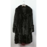 A ladies good quality vintage black mink full length fur coat, size 14-16.  Condition report