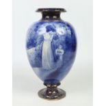 A Very large Royal Doulton ovoid pedestal vase from the blue children series. Painted in blue