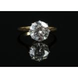 *ct weight updated. A yellow metal  diamond solitaire ring. Claw set with a large brilliant cut