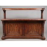A Victorian mahogany two tier buffet sideboard in the manner of Warring & Gillows. With moulded