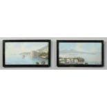 M. Gianni Italian school 19th century pair of framed gouache coastal scenes. Each with figures and