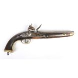 An 18th century flintlock cavalry pistol. With walnut full stock and brass mounts. Barrel length