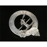 A Scottish engraved silver clan brooch by Medlock & Craik, Inverness. Formed as the Matheson clan