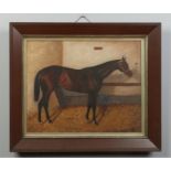 An Edwardian framed oil on canvas 'The Dell' (Deil / Deal), stable interior study of a bay horse.