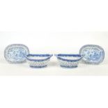 A pair of 19th century pearlware ovoid chestnut baskets on associated stands. Printed in