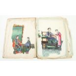 An album containing six early 19th century Cantonese watercolours on pith / rice paper. Each