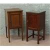 Two Edwardian mahogany pot cupboards, one with inlay.